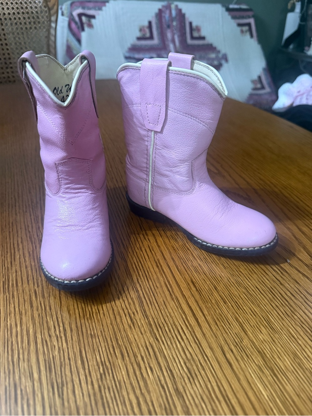 Old West Light Pink Kids Western Cowboy Boots
